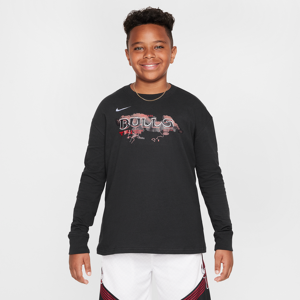Chicago Bulls Essential Nike NBA Max90-T-shirt med lange ærmer til større børn (drenge) - sort sort S