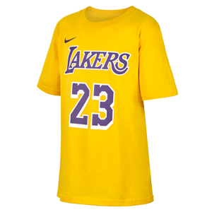 LeBron James Los Angeles Lakers Nike NBA-T-shirt til større børn (drenge) - gul gul S