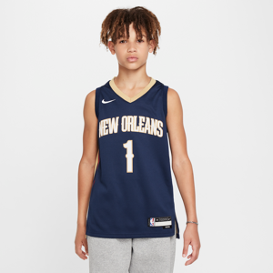 New Orleans Pelicans 2023/24 Icon Edition Nike NBA Swingman-trøje til større børn - blå blå L