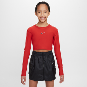 Langærmet Nike Sportswear-croptop til større børn (piger) - rød rød L