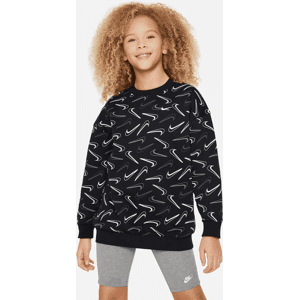 Oversized Nike Sportswear Club Fleece-sweatshirt med rund hals til større børn (piger) - sort sort M