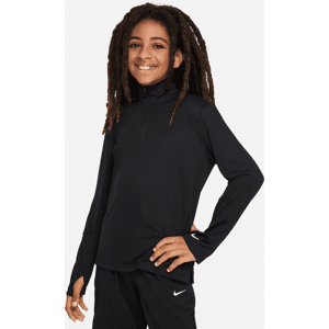 Langærmet Nike Multi Dri-FIT UV-top med 1/2-lynlås til større børn (drenge) - sort sort M