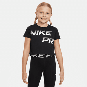 Kort Nike Pro Dri-FIT-T-shirt til større børn (piger) - sort sort L