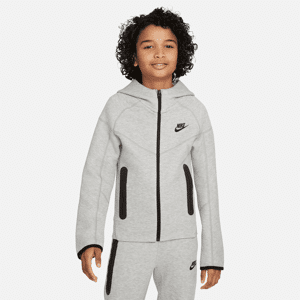 Nike Sportswear Tech Fleece-hættetrøje med lynlås til større børn (drenge) - grå grå S