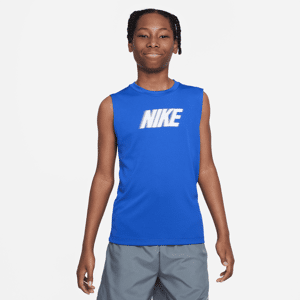 Nike Dri-FIT Multi+-træningsoverdel uden ærmer til større børn (drenge) - blå blå XS