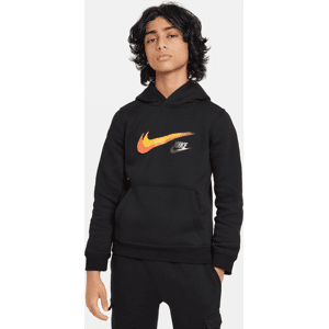 Nike Sportswear-pullover-hættetrøje i fleece med grafik til større børn (drenge) - sort sort M