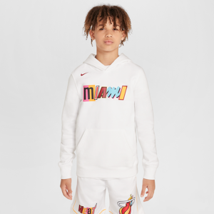 Miami Heat City Edition Nike NBA-pullover-hættetrøje i fleece til større børn - hvid hvid M