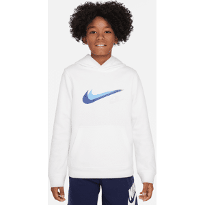 Nike Sportswear-pullover-hættetrøje i fleece med grafik til større børn (drenge) - hvid hvid S