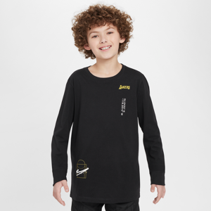 Los Angeles Lakers Courtside Max90-Nike NBA-T-Shirt med lange ærmer til større børn (drenge) - sort sort M