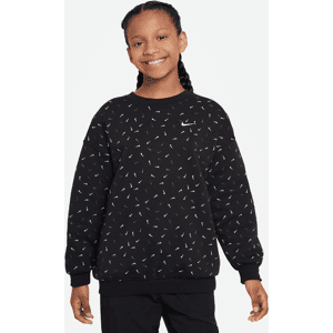 Overdimensioneret Nike Sportswear Club Fleece-sweatshirt til større børn (piger) - sort sort S