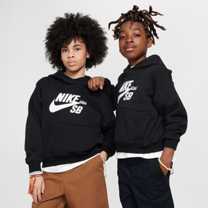 Overdimensioneret Nike SB Icon EasyOn-pullover-hættetrøje i fleece til større børn - sort sort S