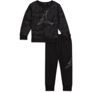 Jordan Take Flight Black and Gold-crewtrøjesæt i to dele til babyer - sort sort 12M