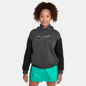 Oversized Nike Sportswear-pullover-hættetrøje i fleece til større børn (piger) - grå grå M