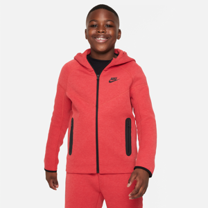 Nike Sportswear Tech Fleece-hættetrøje med lynlås i fuld længde (udvidet størrelse) til større børn (drenge) - rød rød M+