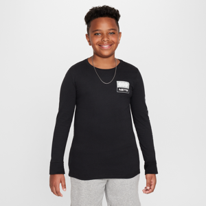 Brooklyn Nets Essential Nike NBA-T-shirt med lange ærmer til større børn (drenge) - sort sort XL