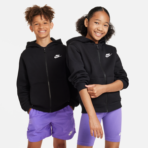 Nike Sportswear Club Fleece-hættetrøje med fuld lynlås til større børn - sort sort S