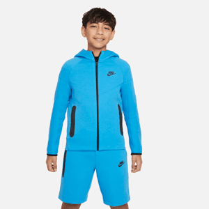 Nike Sportswear Tech Fleece-hættetrøje med lynlås til større børn (drenge) - blå blå S