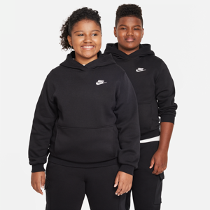 Nike Sportswear Club Fleece-pullover-hættetrøje (udvidet størrelse) til større børn - sort sort S+
