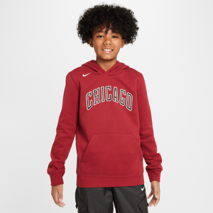 Chicago Bulls City Edition Nike NBA-pullover-hættetrøje i fleece til større børn - rød rød L