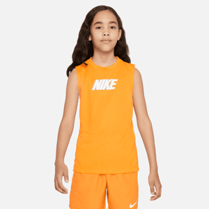 Nike Dri-FIT Multi+-træningsoverdel uden ærmer til større børn (drenge) - Orange Orange L