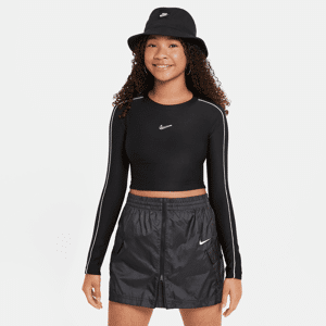 Langærmet Nike Sportswear-croptop til større børn (piger) - sort sort S
