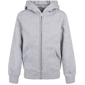 Build Your Brand By188 Kids´ Organic Basic Zip Hoody Heather Grey 134/140