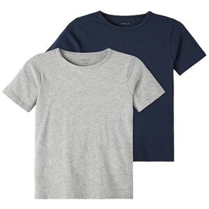 Name It T-Shirt - Noos - Nkmt-Shirt - 2-Pak - Dark Sapphire & Gr - Name It - 9-10 År (134-140) - T-Shirt