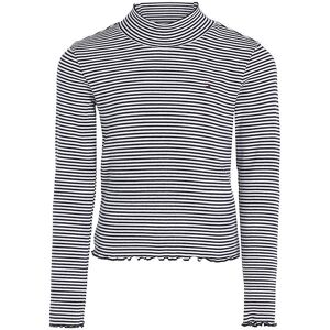 Tommy Hilfiger Bluse - Mock Neck - White/desert Sky Stripe - Tommy Hilfiger - 16 År (176) - Bluse