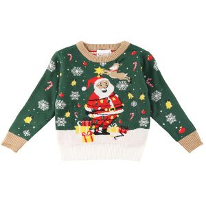 Jule-Sweaters Bluse M. Lys - Santa Christmas Star - Mørkegrøn - Jule-Sweater - 11-12 År (146-152) - Bluse