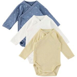 Petit Bateau Slå-Om Body L/æ - 3-Pak - Blå/hvid/gul - Petit Bateau - 0 Mdr - Body L/æ