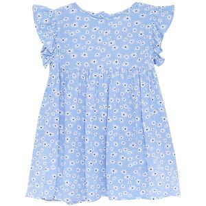 Creamie Kjole - Flower Crepe - Bel Air Blue - Creamie - 3 År (98) - Kjole