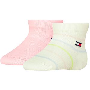 Tommy Hilfiger Strømper - 2-Pak - Pink/hvid M. Striber - Tommy Hilfiger - 23/26 - Strømper