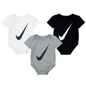 Nike Bodyer K/æ - Swoosh - 3-Pak - Hvid/grå/sort - Nike - 0-6 Mdr - Body K/æ