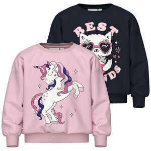 Name It Sweatshirt - Nmfvisus - 2-Pak - Parfait Pink/dark Sapphi - Name It - 4 År (104) - Sweatshirt