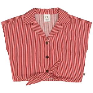 Müsli Skjorte - Poplin Stripe Crop - Balsam Cream/apple Red - Müsli - 6 År (116) - Skjorte