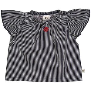 Müsli T-Shirt - Poplin Stripe Frill - Balsam Cream/night Blue - Müsli - 2 År (92) - T-Shirt