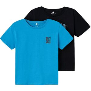 Name It T-Shirt - Nkmherra - 2 Pak - Swedish Blue/black - Name It - 7-8 År (122-128) - T-Shirt