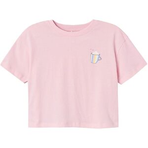 Name It T-Shirt - Crop - Nkfsigga - Parfait Pink M. Kop - Name It - 7-8 År (122-128) - T-Shirt