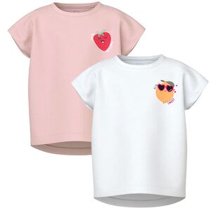 Name It T-Shirt - Nmfvarutti - 2 Pak - Parfait Pink/bright White - Name It - 5 År (110) - T-Shirt