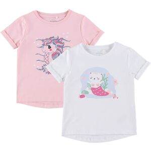 Name It T-Shirt - Nmfvix - 2 Pak - Parfait Pink/bright White - Name It - 5 År (110) - T-Shirt