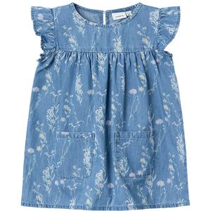 Name It Kjole - Nmfgry - Medium Blue Denim N. Blomster - Name It - 3 År (98) - Kjole