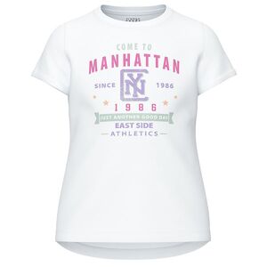 Name It T-Shirt - Nkfvix - Bright White/manhattan - Name It - 9-10 År (134-140) - T-Shirt