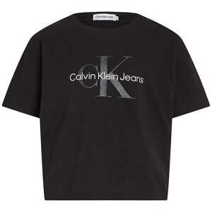 Klein T-Shirt - Glitter Monogram Boxy - Ck Black - Calvin Klein - 14 År (164) - T-Shirt
