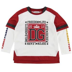 Dolce & Gabbana Bluse - Back To School - Hvid/rød M. Hashtags - Dolce & Gabbana - 8 År (128) - Bluse