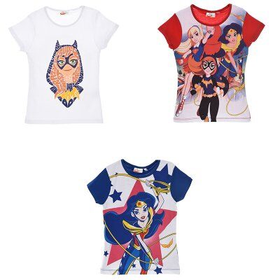 DC COMICS Batgirl, Supergirl og Wonder Woman t-shirt (BLÅ, 4A - 104 CM)