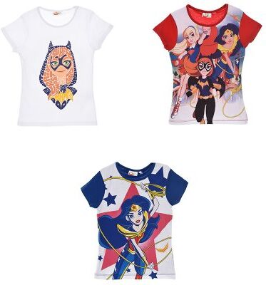 DC COMICS Batgirl, Supergirl og Wonder Woman t-shirt (RÖD, 6A - 116 CM)