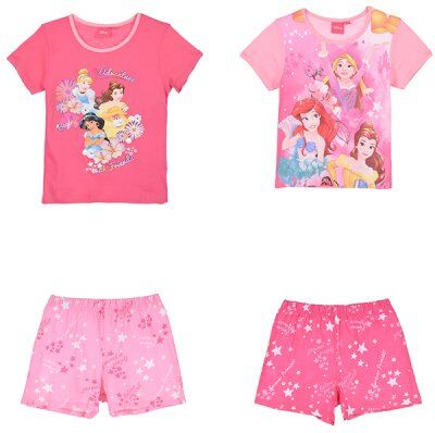 Disney Princess T-shirt og shorts (5A - 110 CM, Lyserød)