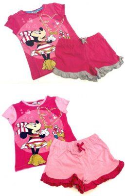 Disney Minnie Mouse T-shirt og shorts (6A - 116 CM, Mørkrosa)