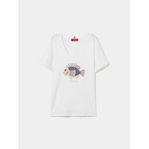 Lion of Porches Camiseta con cuello en V Blanco