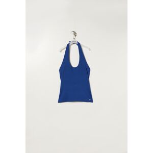 Lion of Porches Top de punto con cuello halter Azul Rey